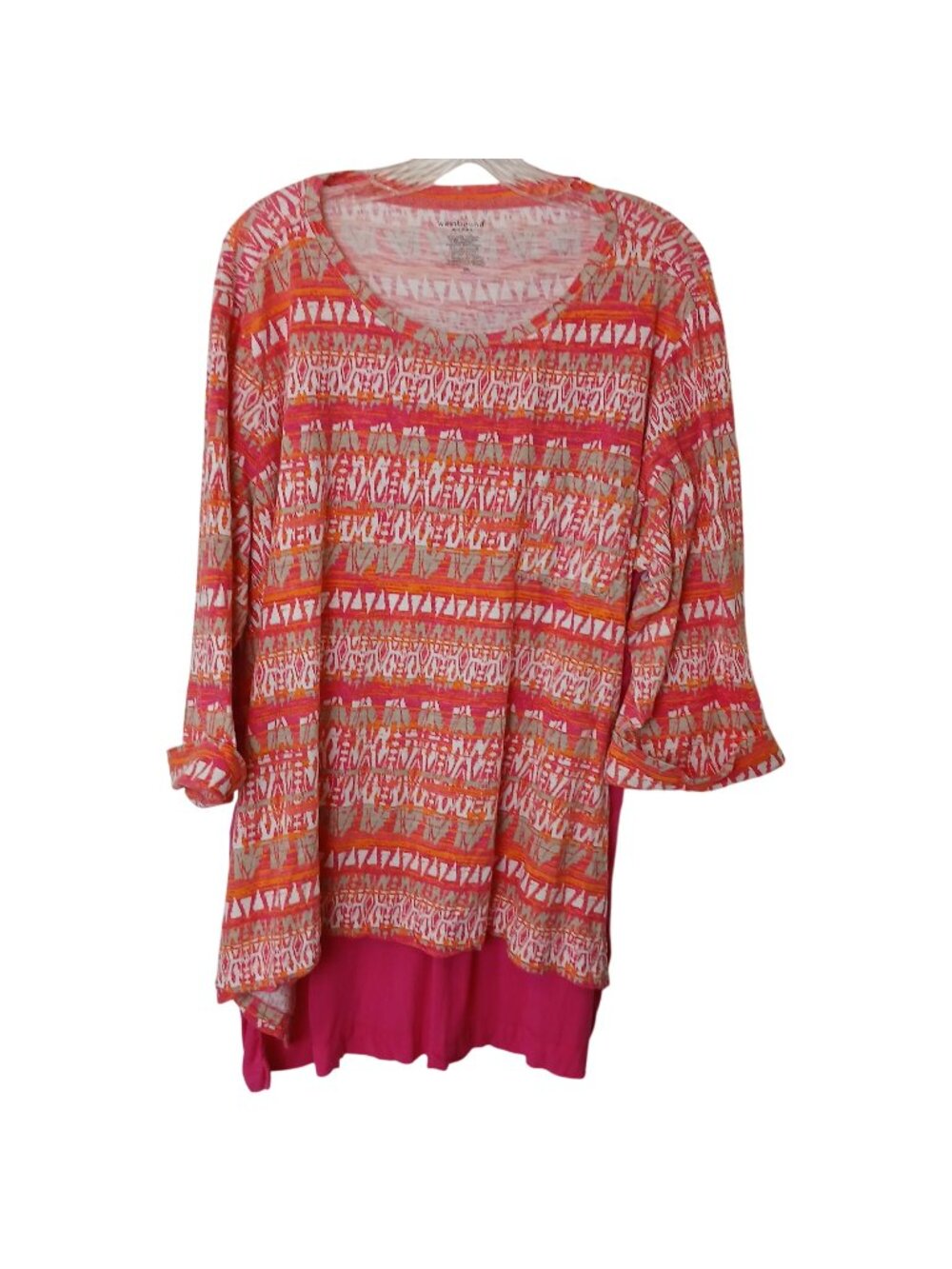 Westbound Woman Pink & Multicolor Patterned Tunic Top 3X 100% Cotton #I-10